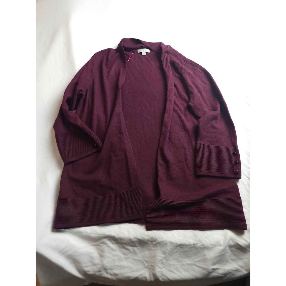 Evolution Cardigan Sweater Womens Large Purple Knit Open Front Long Sleeves